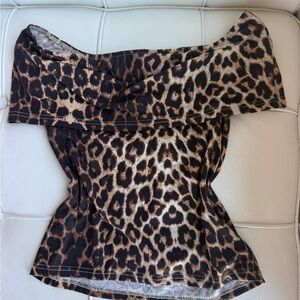 Leopard Print Off-Shoulder Women's Top